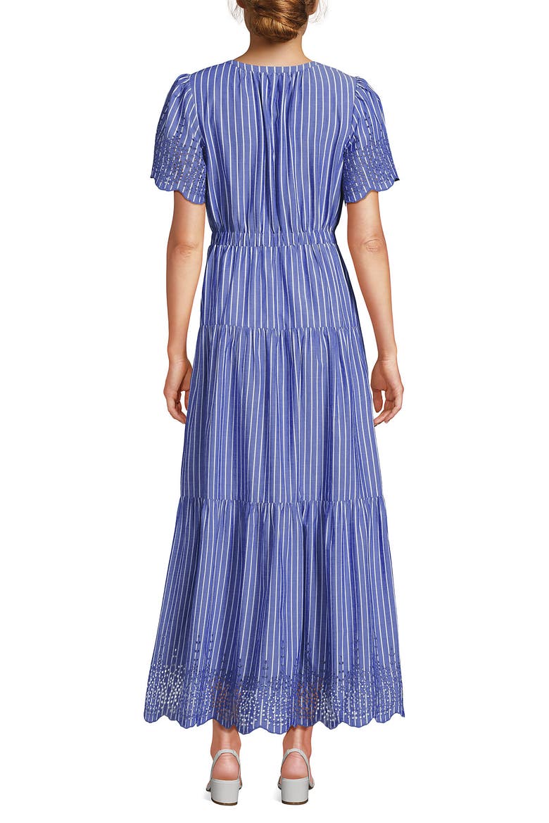 Tiered Cotton Poplin Eyelet Maxi Dress, Alternate, color, Sapphire Gem Stripe Eyelet