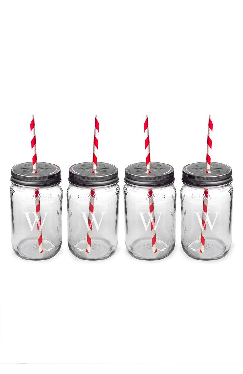 Cathy's Concepts Monogram Drinking Mason Jar Mugs, Alternate, color,