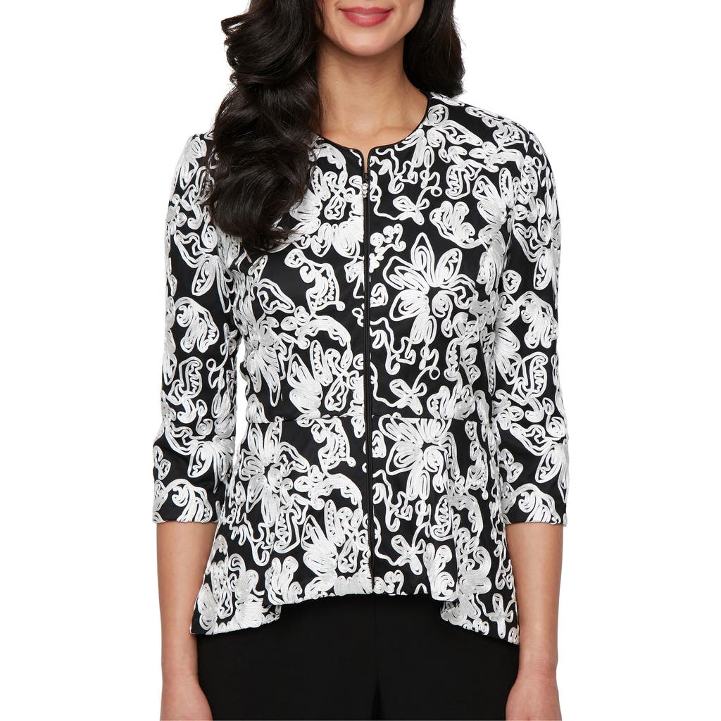 Alex Evenings Soutache Peplum Zip Jacket