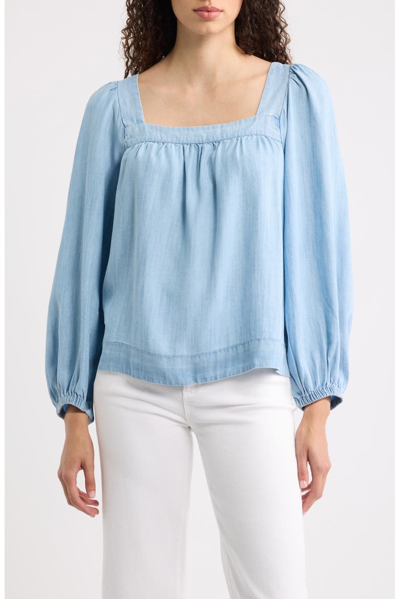 Serena Chambray Top, Main, color, LIGHT ACID WASH