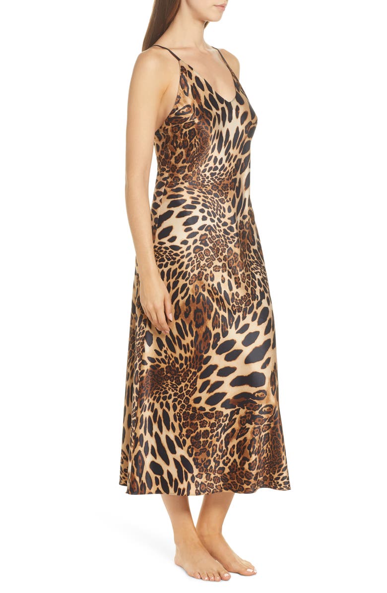 Natori Leopard Print Satin Nightgown, Alternate, color,