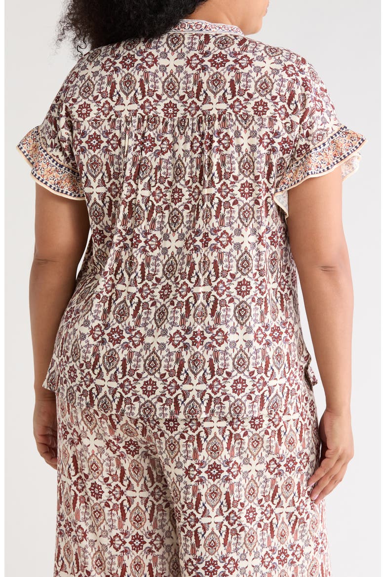 Dolman Short Sleeve Top, Alternate, color, CREAM/ NAVY/ RUST GARDEN