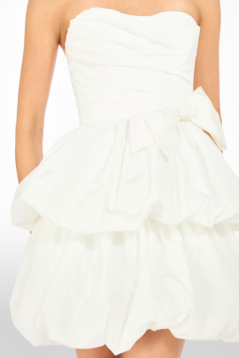 Elaine Bow Tiered Mini Dress, Alternate, color, Ivory