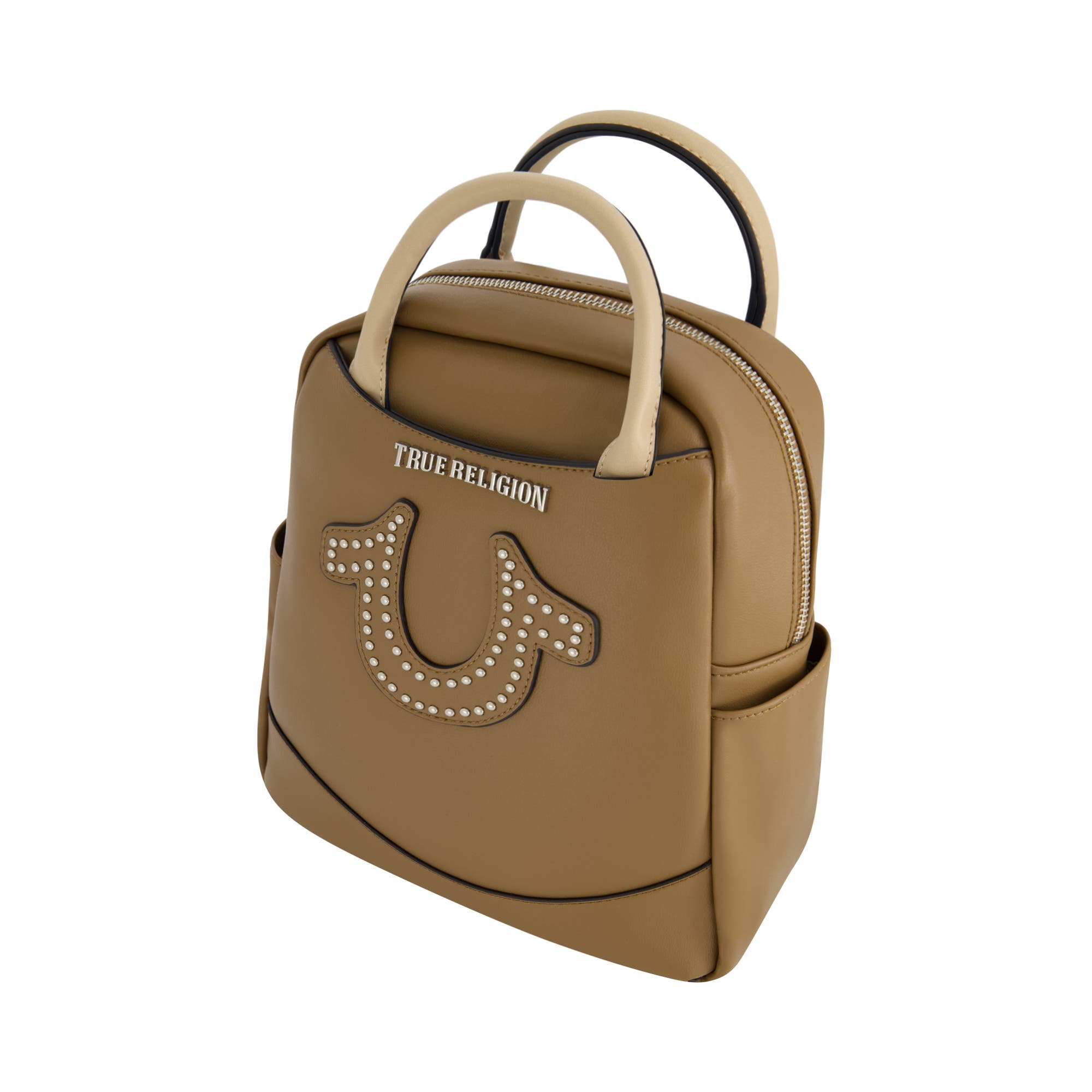 True Religion Studded Horseshoe Mini Backpack, Alternate, color, Brown