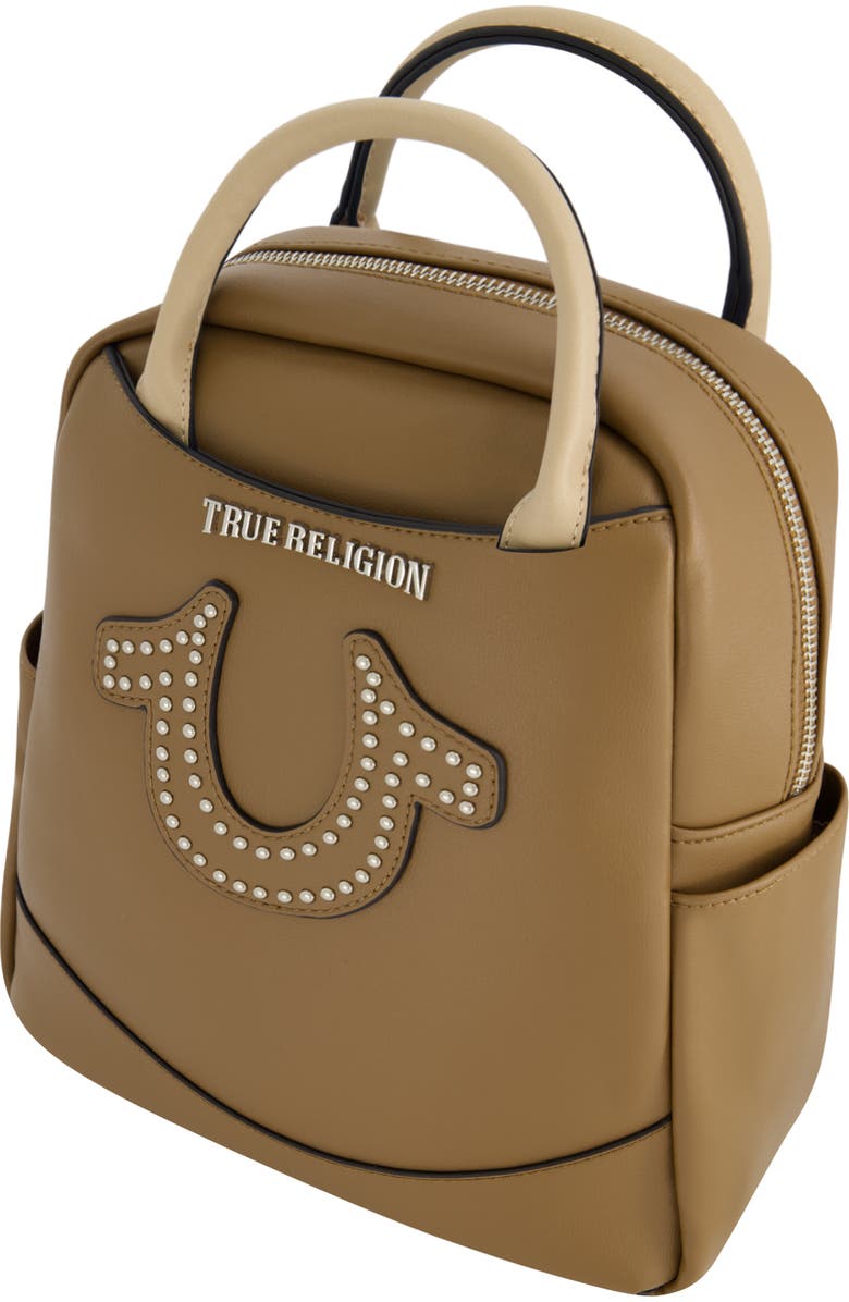 True Religion Studded Horseshoe Mini Backpack, Alternate, color, Brown