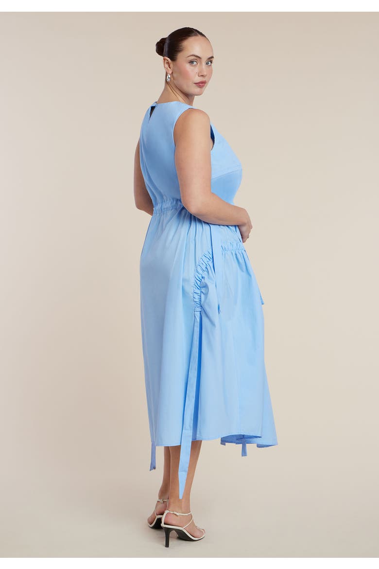 Cinch Waist Poplin Midi Dress, Alternate, color, OPEN AIR