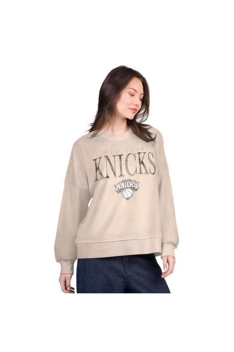 Women's G-III 4Her by Carl Banks Natural New York Knicks Oversized Vet II Sweatshirt, Main, color, Natural
