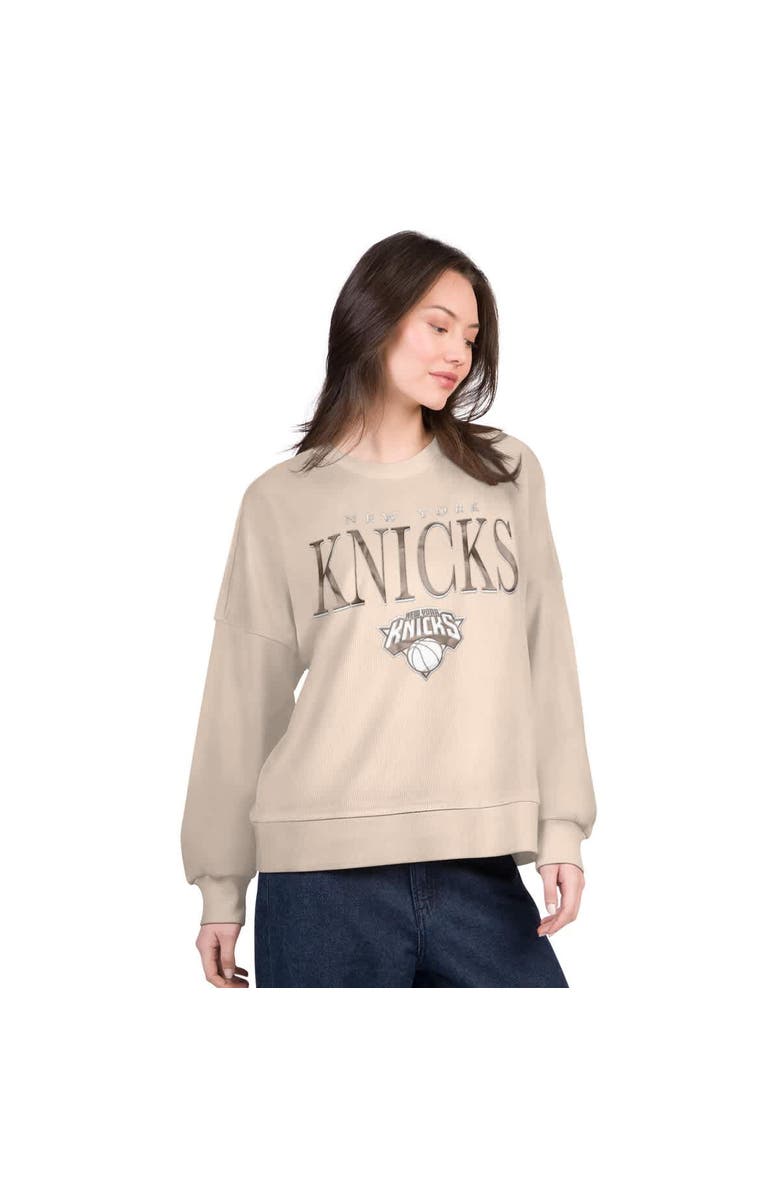 G-III 4HER BY CARL BANKS Women's G-III 4Her by Carl Banks Natural New York Knicks Oversized Vet II Sweatshirt, Main, color, Natural