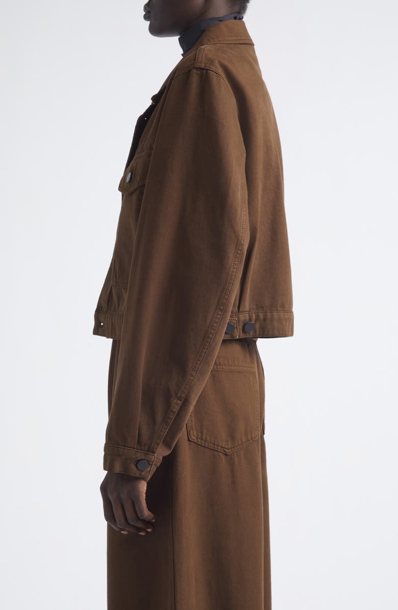 Lemaire Crop Heavy Cotton Twill Jacket, Alternate, color, Cacao