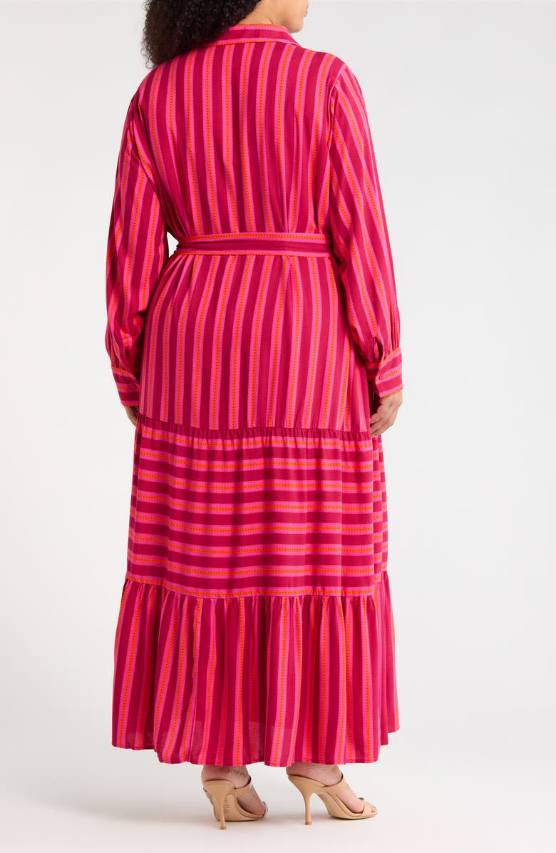 SUGARLIPS Clarisa Mavina Stripe Long Sleeve Button-Up Shirtdress, Alternate, color, Fuchsia-Orange