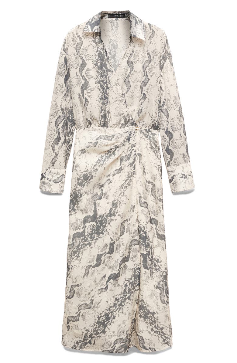 MANGO Snakeskin Print Long Sleeve Wrap Shirtdress, Alternate, color, 