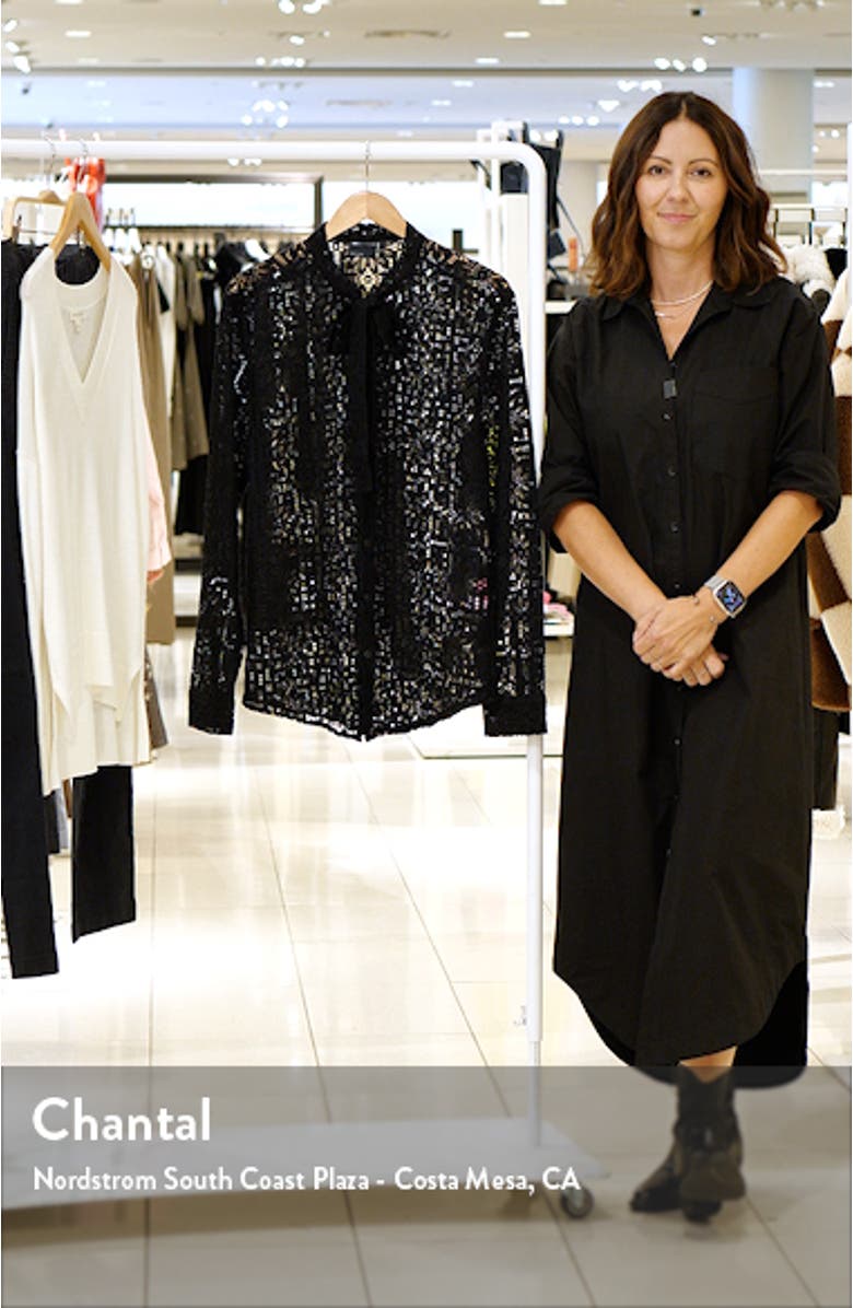 Tie Neck Lace Button-Up Shirt, sales video thumbnail