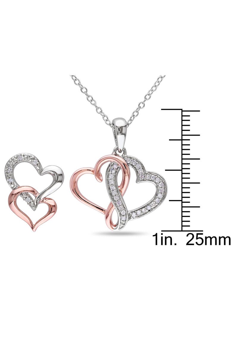DELMAR Diamond Heart Pendant Necklace & Stud Earrings Set - 0.19ct., Alternate, color, 