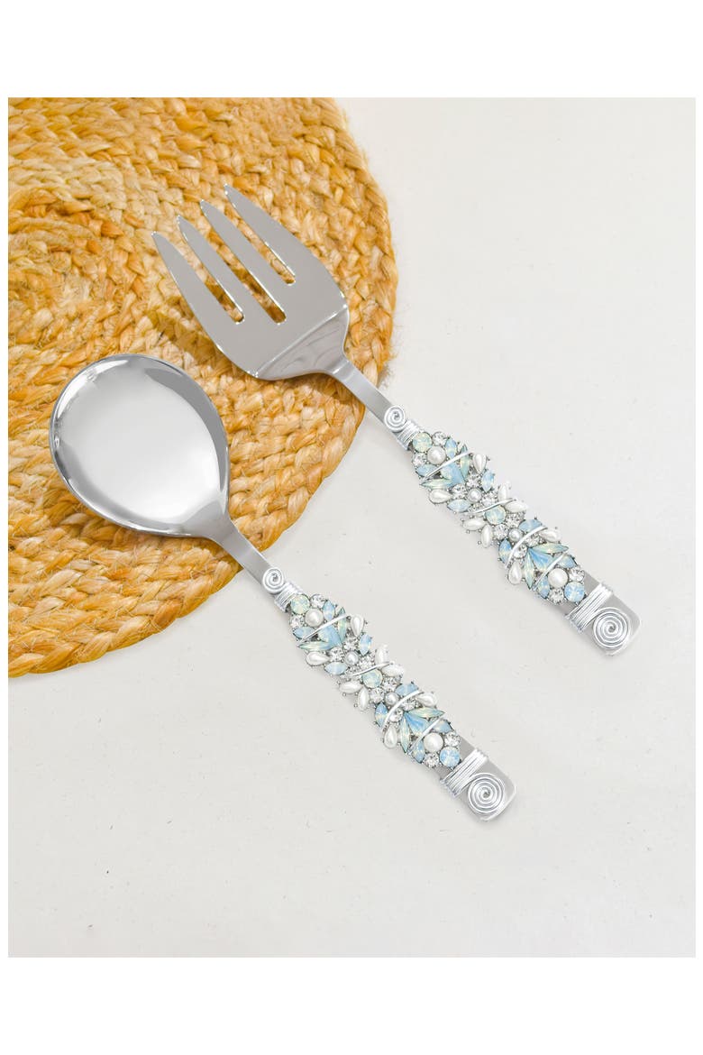 Moons Aura Constellation Embellished 2-Piece Salad Serving Set, Alternate, color, IVORY/ BLUE