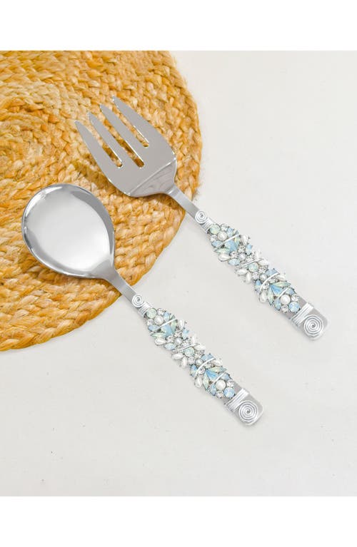 Tiramisu Moons Aura Constellation Embellished 2-piece Salad Serving Set In Ivory/blue