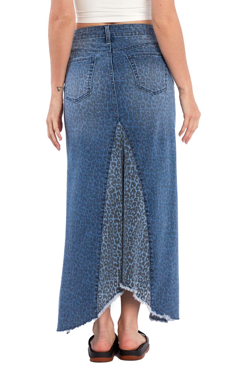 Wash Lab Denim Selma Animal Print Denim Skirt, Alternate, color, Mixed Denim Leopard