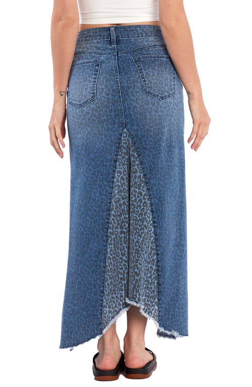 Wash Lab Denim Selma Animal Print Denim Skirt In Mixed Denim Leopard