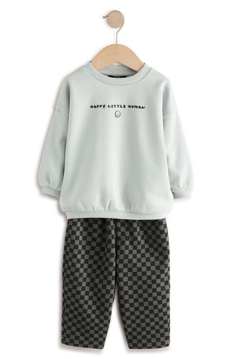 Kids' Crewneck Sweatshirt & Checkerboard Sweatpants Set (Toddler & Little Kid)