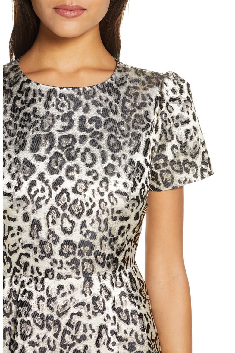 Metallic Leopard Print Dress, Alternate, color, TAN METALLIC LEOPARD