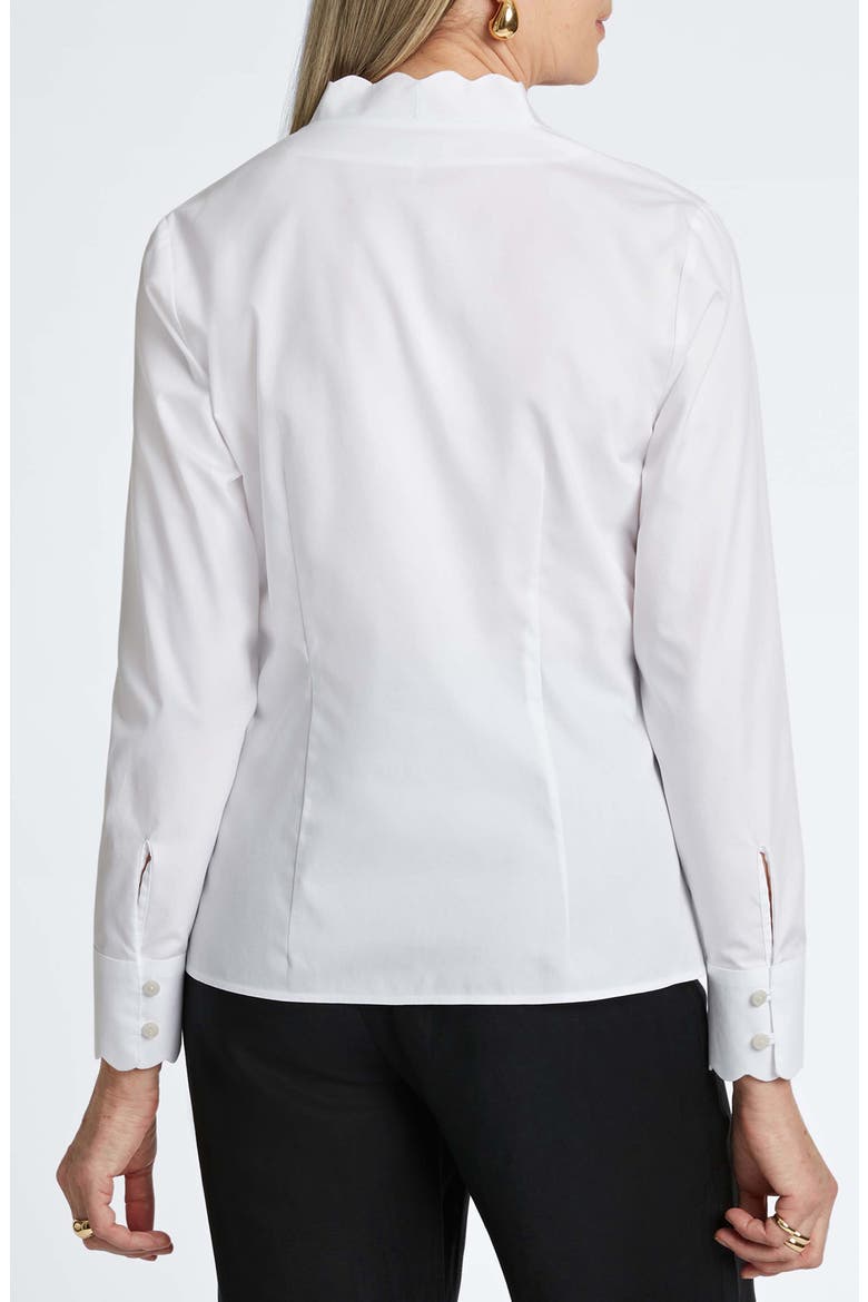 Bridget Scalloped Matte Sateen Button-Up Shirt, Alternate, color, WHITE