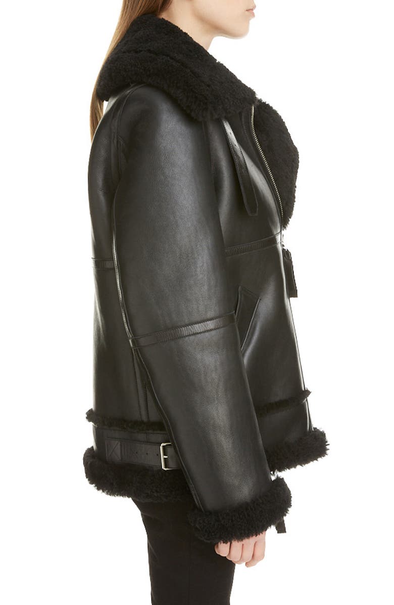 Acne Studios Velocite Genuine Shearling Moto Jacket, Alternate, color, 