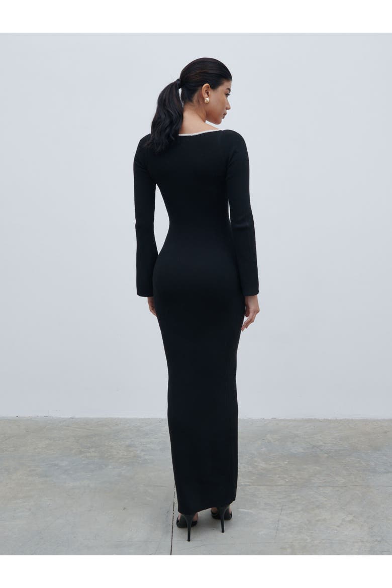 Freya Contrast Knit Maxi Dress, Alternate, color, Black And Cream