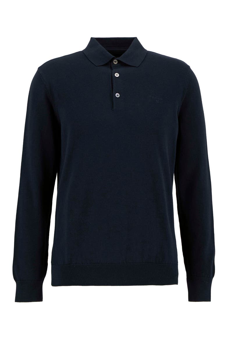 Long Sleeve Cotton Polo, Alternate, color, NAVY