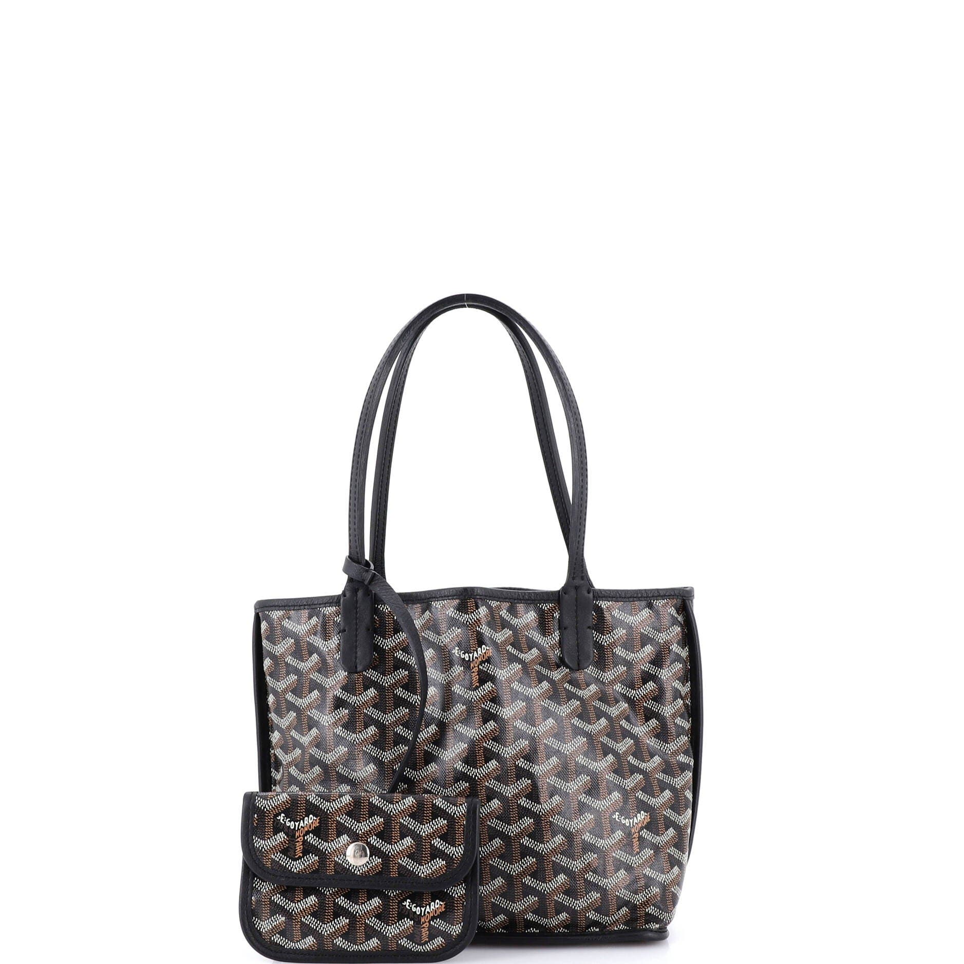 Pre-Owned Goyard Anjou Reversible Tote Coated Canvas Mini, Alternate, color, Black