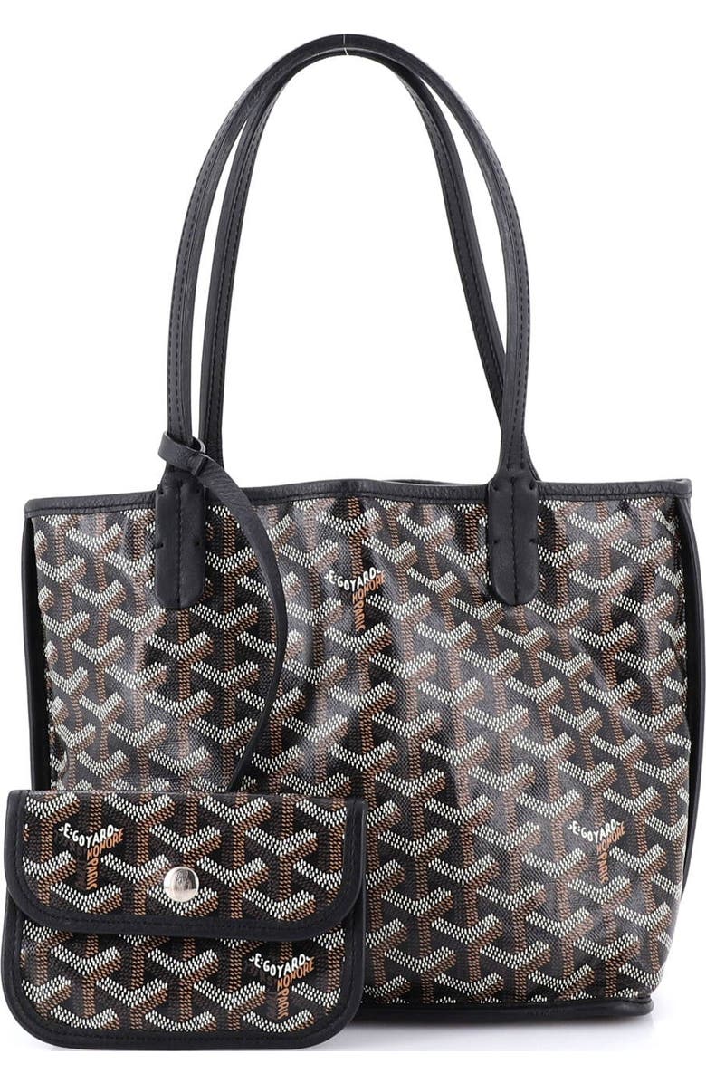 Pre-Owned Goyard Anjou Reversible Tote Coated Canvas Mini, Alternate, color, Black