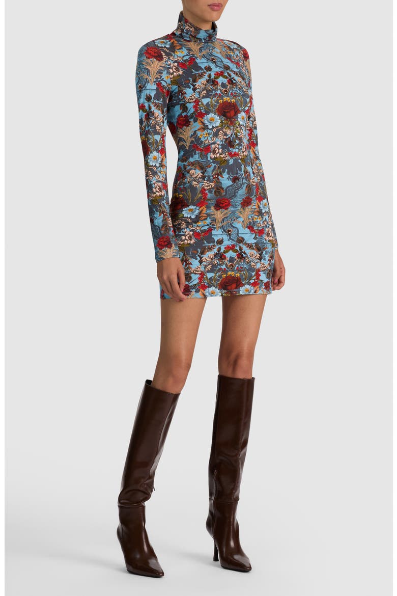 Delora Mock Neck Minidress, Alternate, color, HEARTSTRINGS MINERAL BLUE