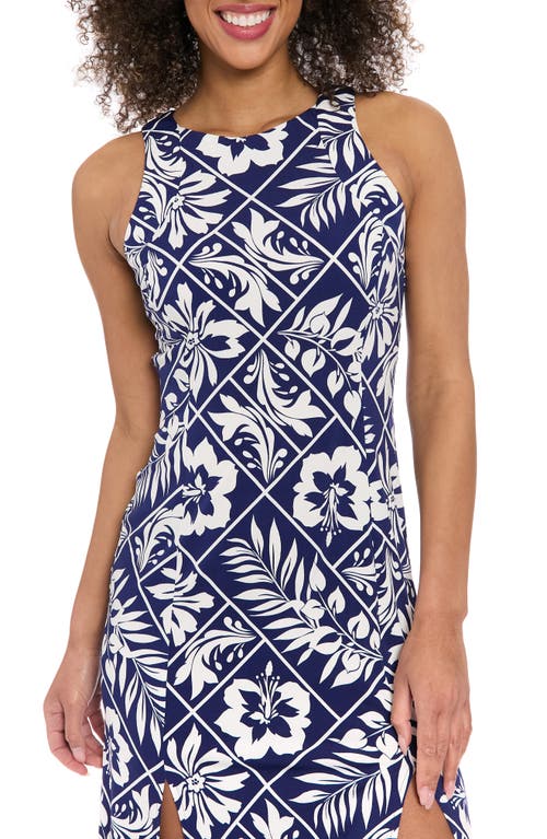 London Times Car Wash Maxi Dress In Navy/white