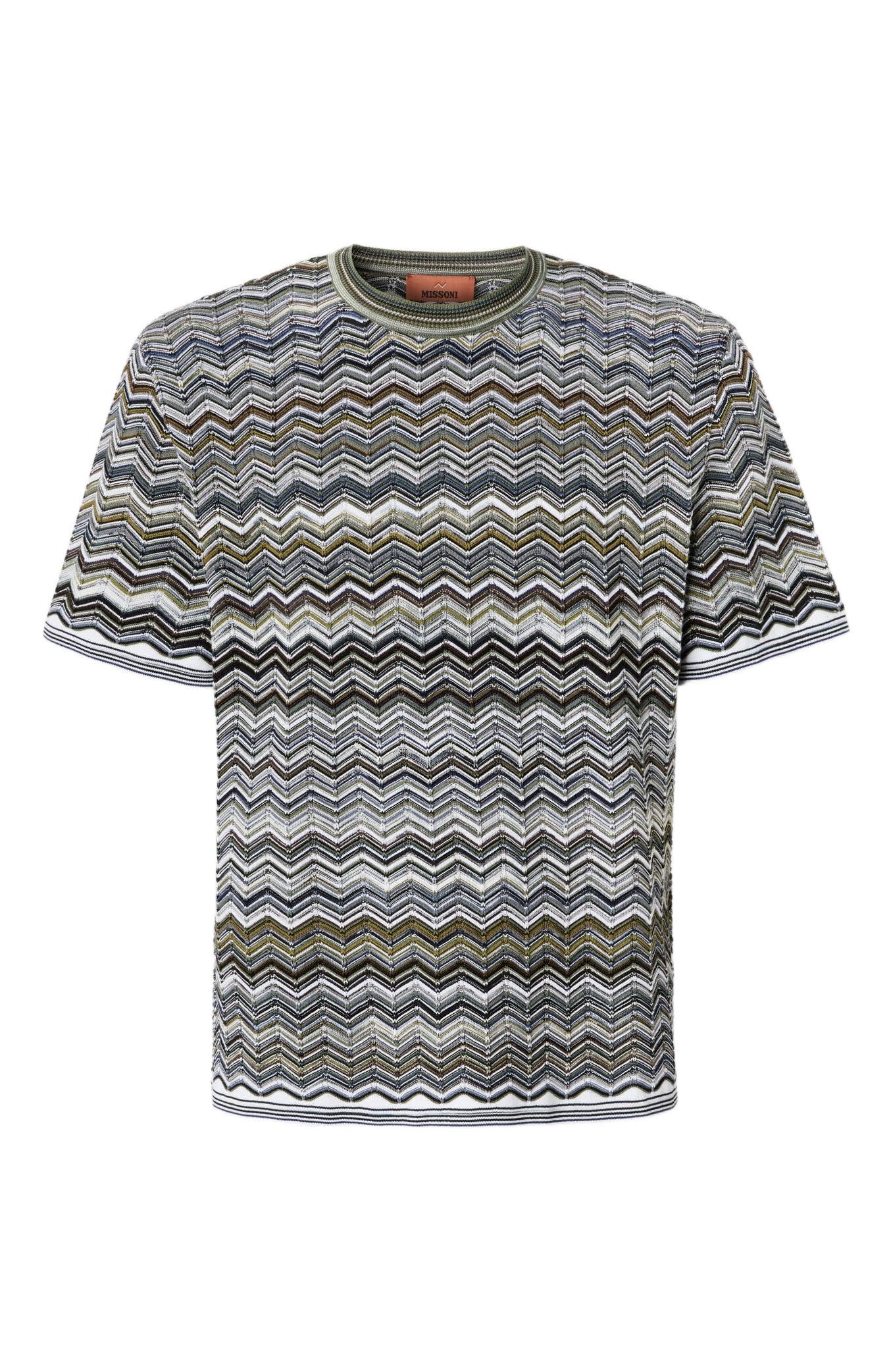 Cotton Knit T-shirt With Chevron Pattern - image 2