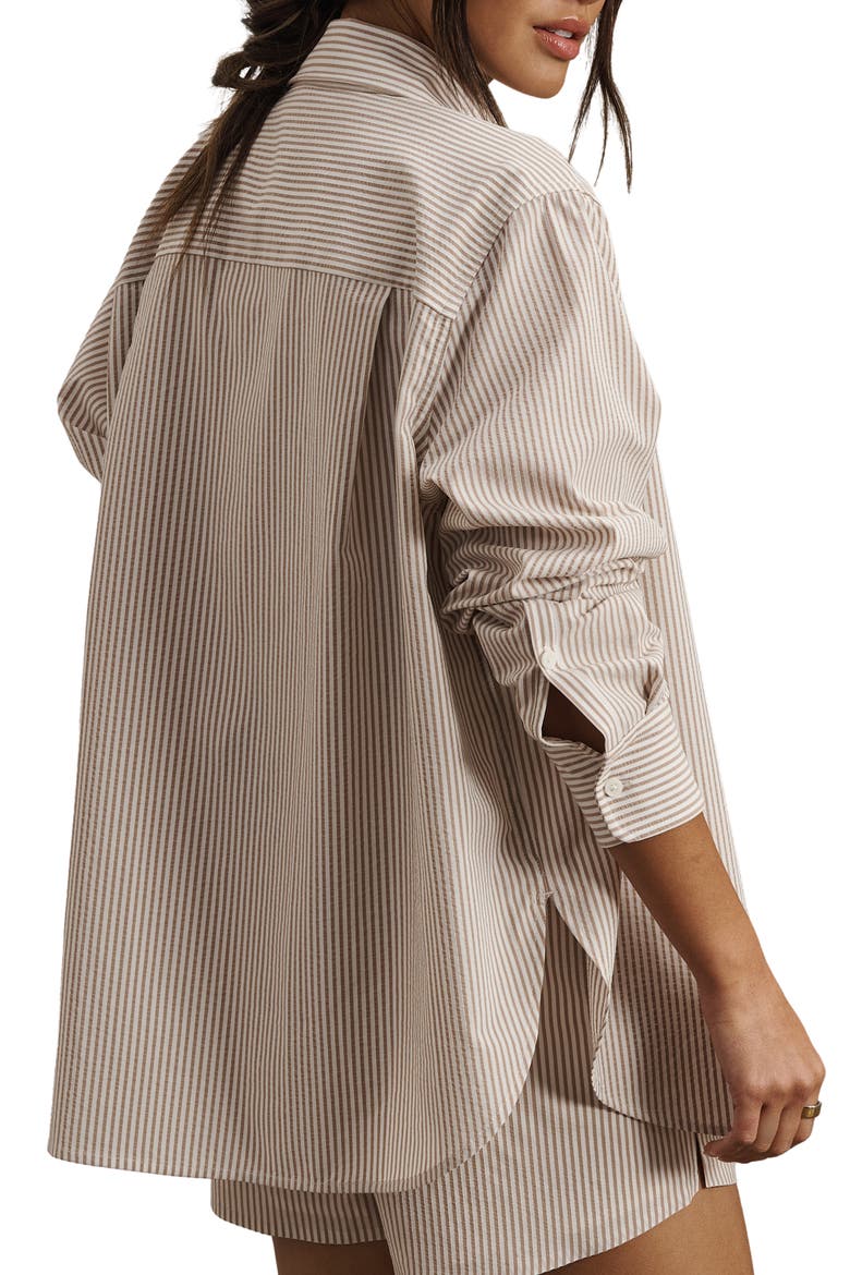 Saltair Oversize Seersucker Button-Up Shirt, Alternate, color, TAUPE STRIPE