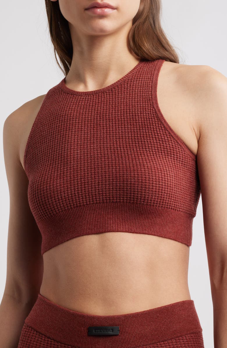 Fear of God Essentials Waffle Knit Crop Sport Tank, Alternate, color, Crimson