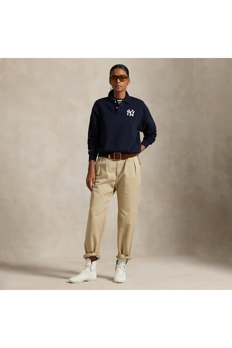Navy Yankees  Fleece Polo, Alternate, color, Navy