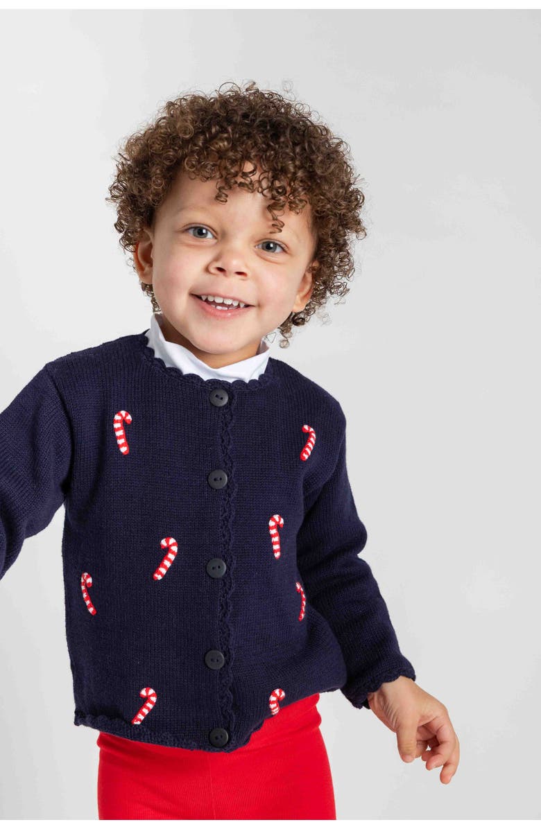 Florence Eiseman Sweater With Candy Canes, Alternate, color, Navy, Red, White