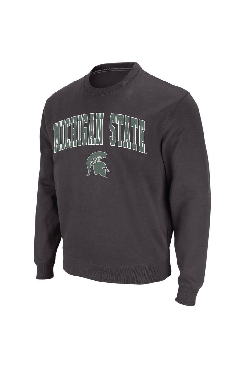 Men's Colosseum Charcoal Michigan State Spartans Arch & Logo Crew Neck Sweatshirt, Alternate, color, Charcoal