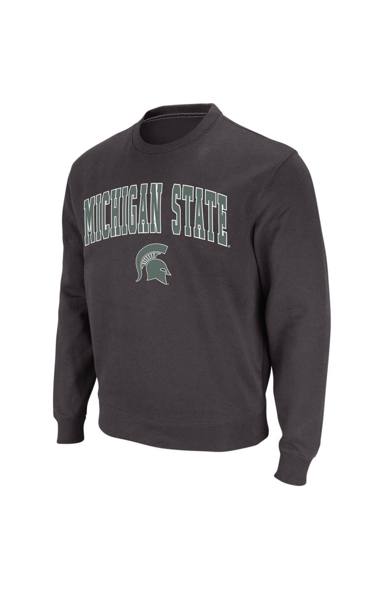 COLOSSEUM Men's Colosseum Charcoal Michigan State Spartans Arch & Logo Crew Neck Sweatshirt, Alternate, color, Charcoal
