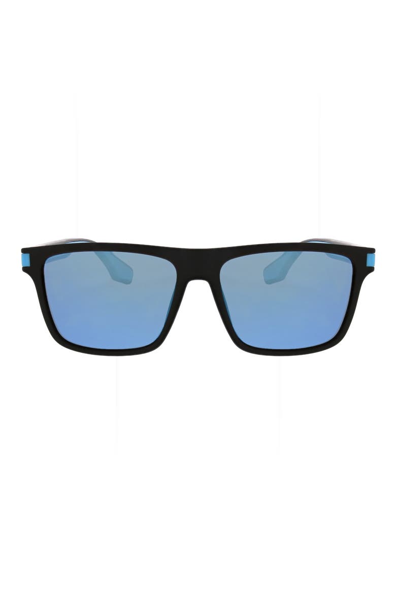 56mm Flat Top Polarized Square Sunglasses, Main, color, BLUE/ BLACK