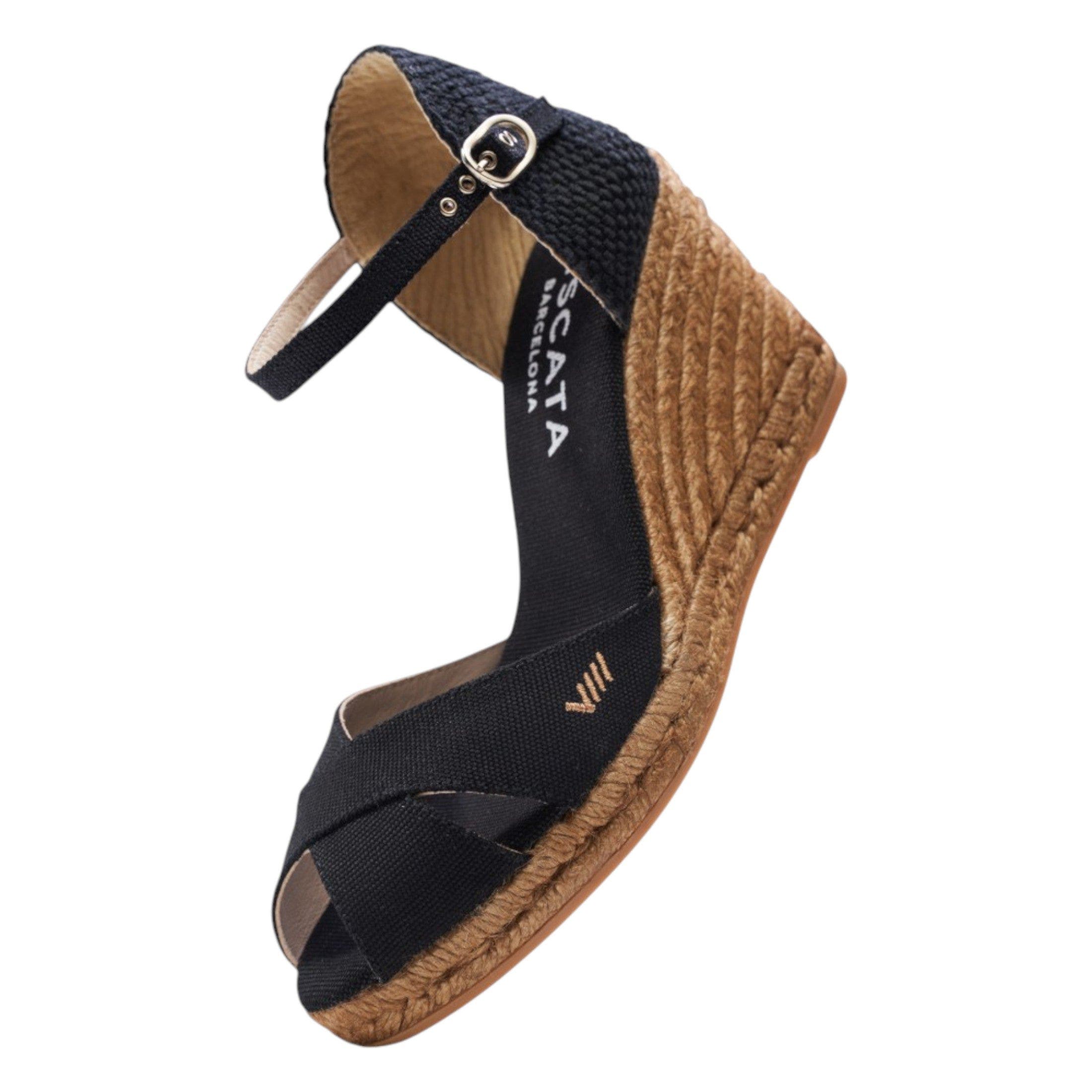 VISCATA Aiguablava Canvas Espadrille Sandal Wedges, Alternate, color, Black