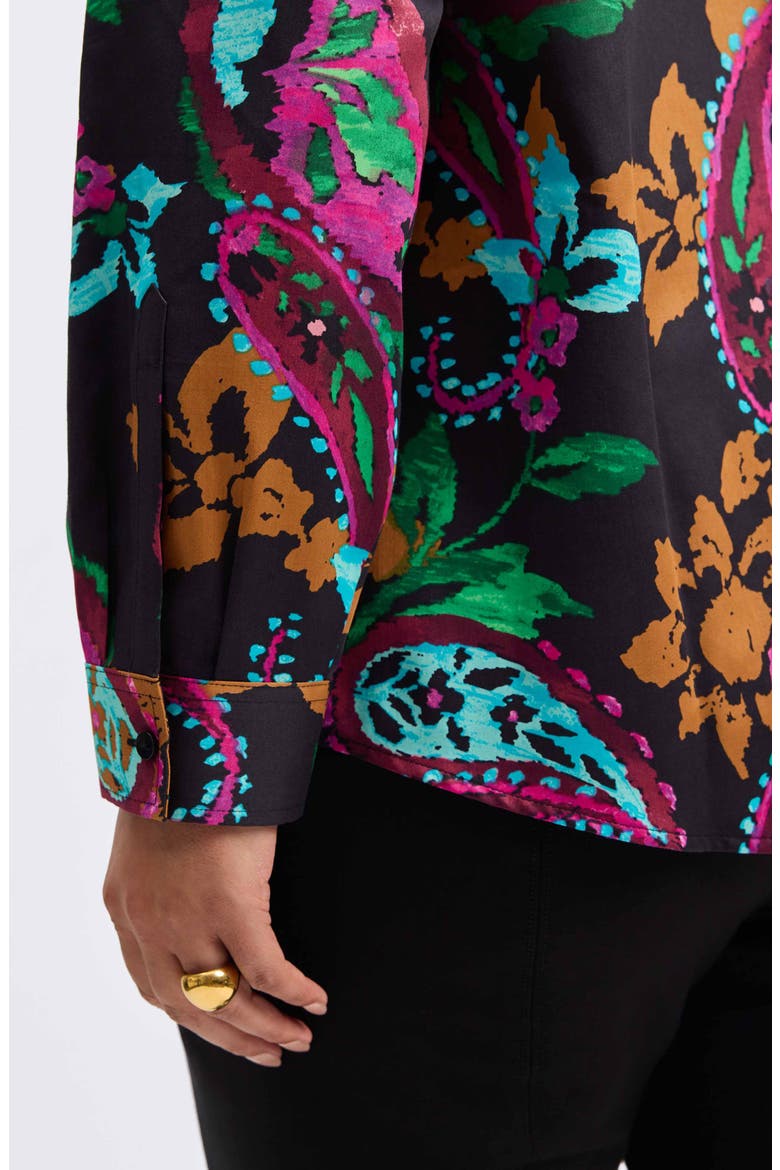 Hampton Painted Wrinkle Resistant Button-Up Shirt, Alternate, color, BLACK MULTI
