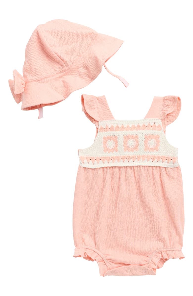 Nicole Miller Bubble Romper & Hat Set (Baby) Bubble Romper & Hat Set, Main, color, 