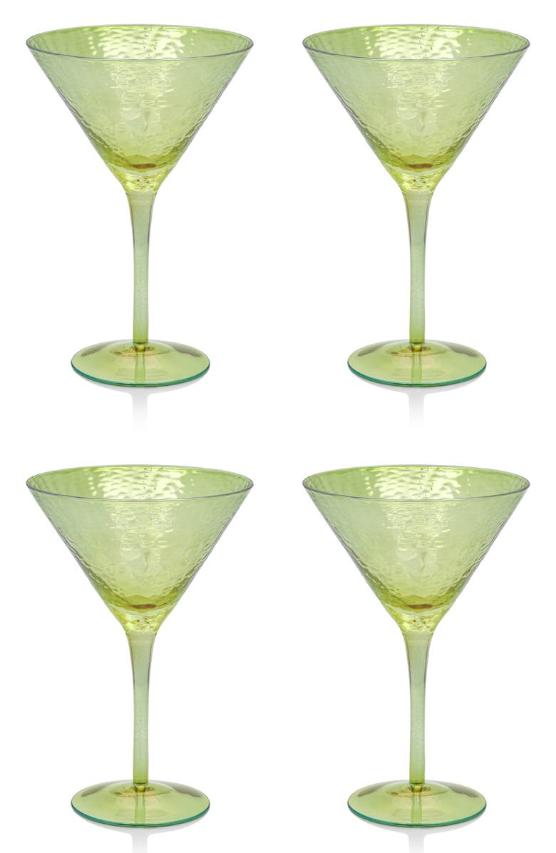 Zodax Set of 4 Aperitivo Martini Glasses, Main, color, Green