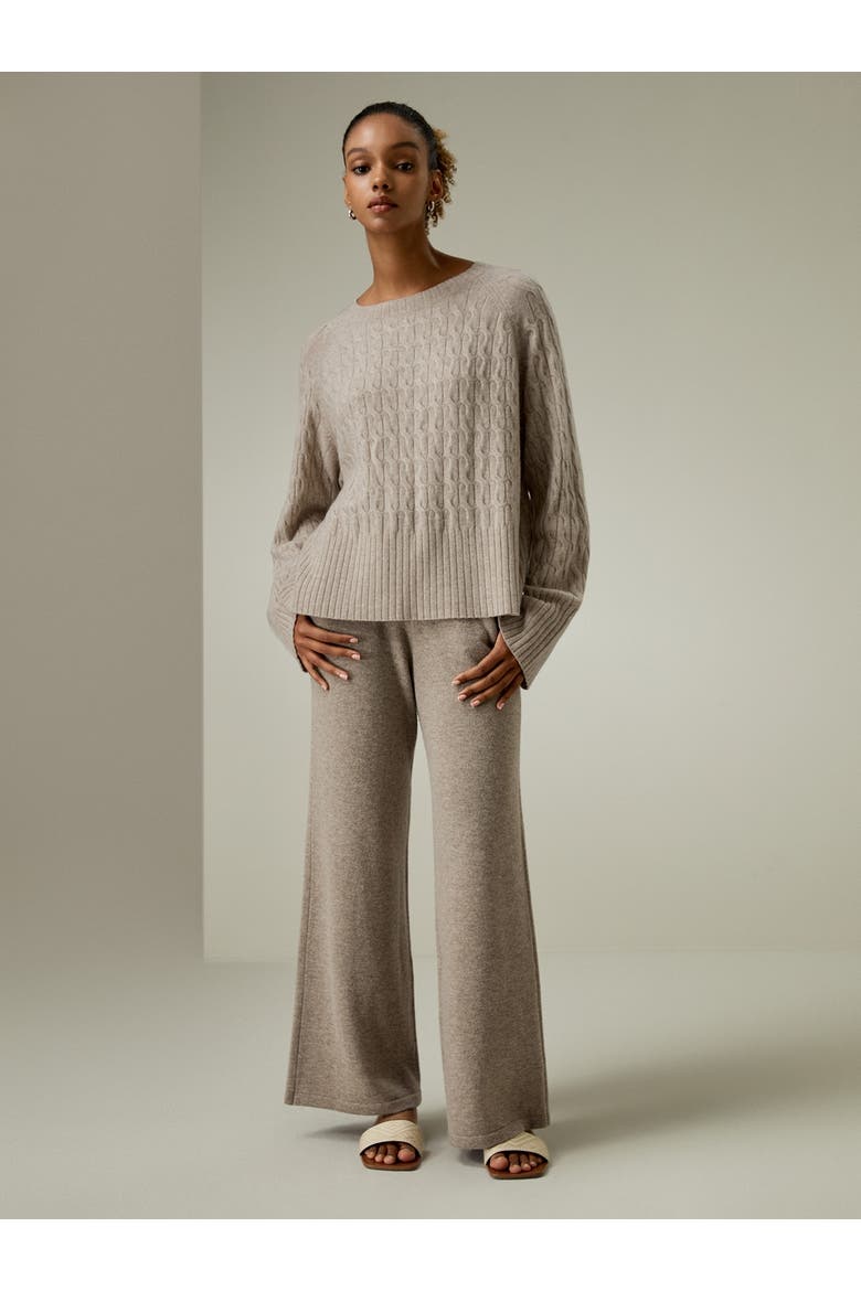 Women's Baby Cashmere Cable-knit Sweater, Alternate, color, Camel
