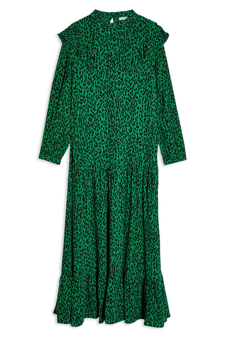 Animal Print Long Sleeve Prairie Dress, Alternate, color, GREEN MULTI