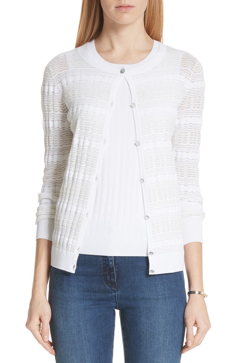 St. John Collection Monica Sheer Knit Cardigan, Main, color, 