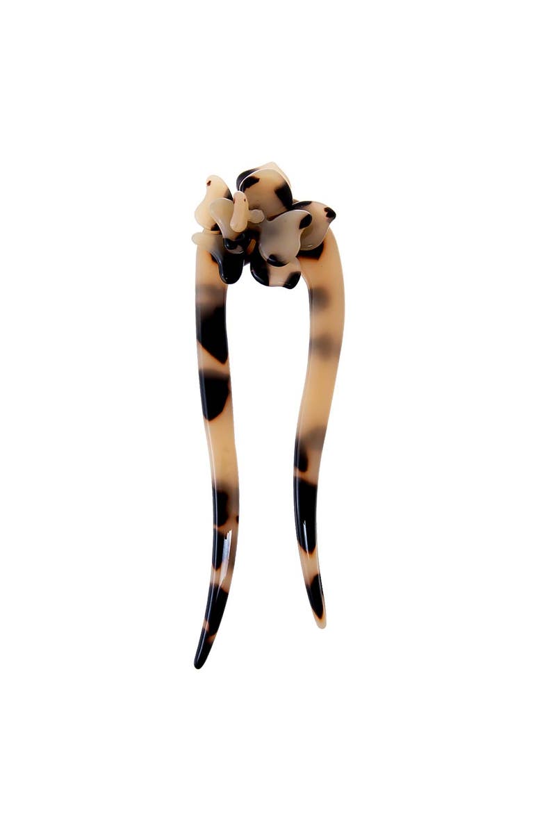 BY ADINA EDEN Flower Hair Stick Pin, Main, color, Light Tortoise