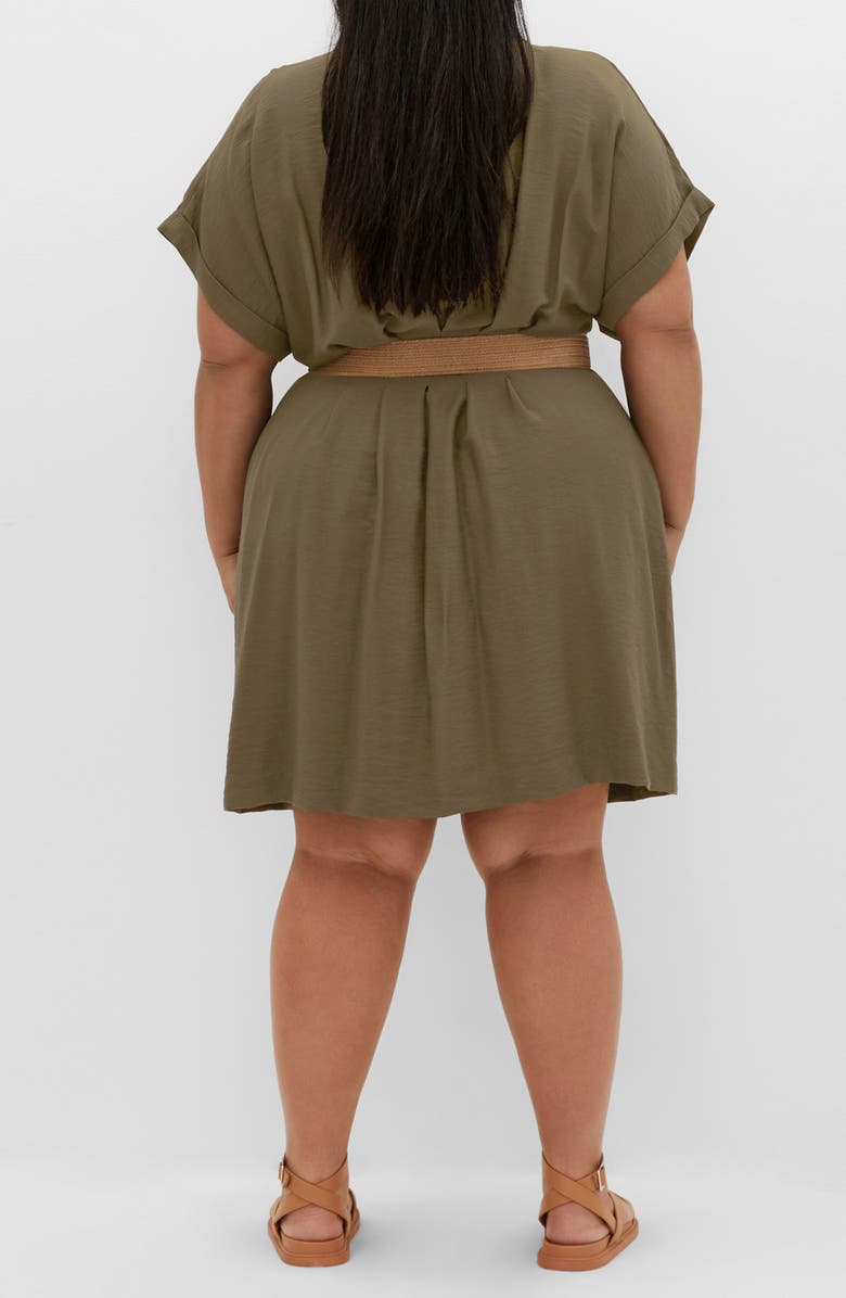 City Chic Jade Belted Shirtdress, Alternate, color, Khaki