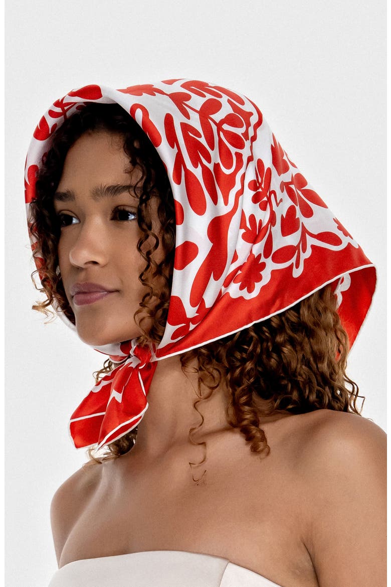 Double Sided Silk Scarf Red Blessing, Alternate, color, Red