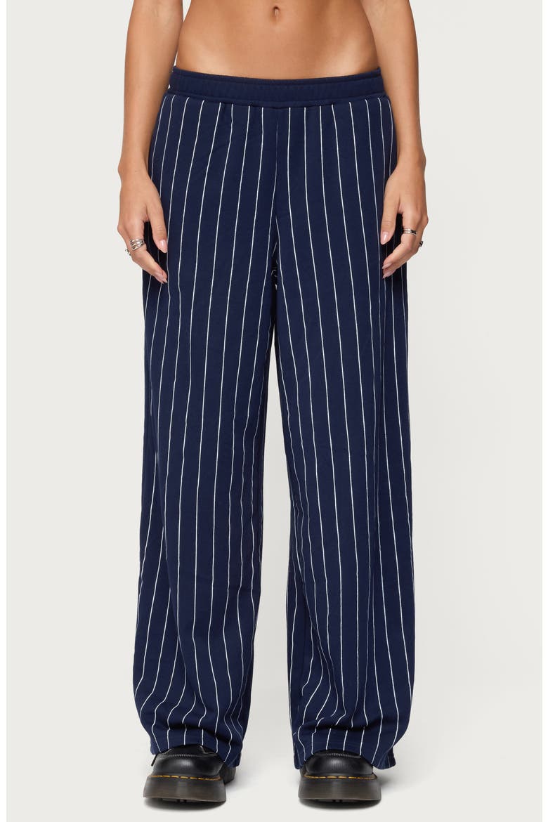 Mercer Pinstripe Wide Leg Pants, Main, color, NAVY